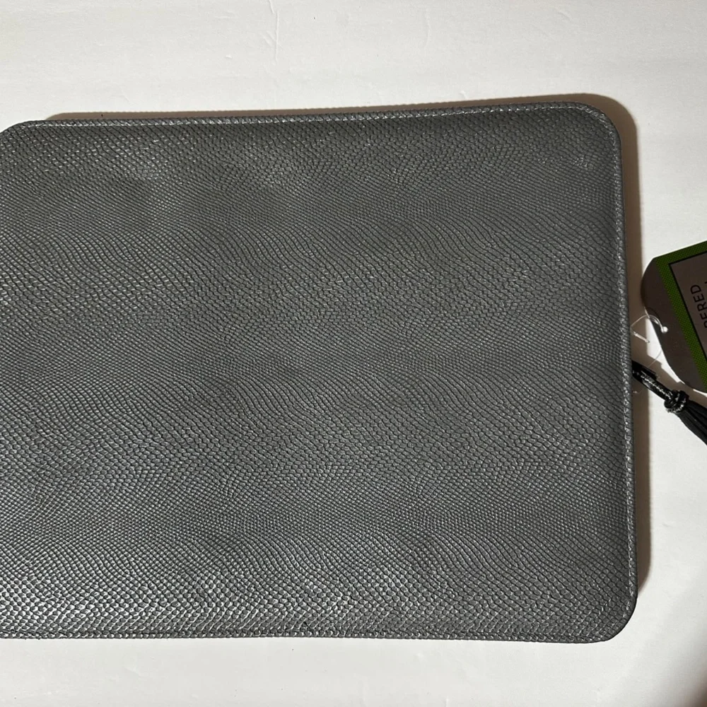 Unison Grey/Silver Leatherette Expandable Zip pocket. NWT